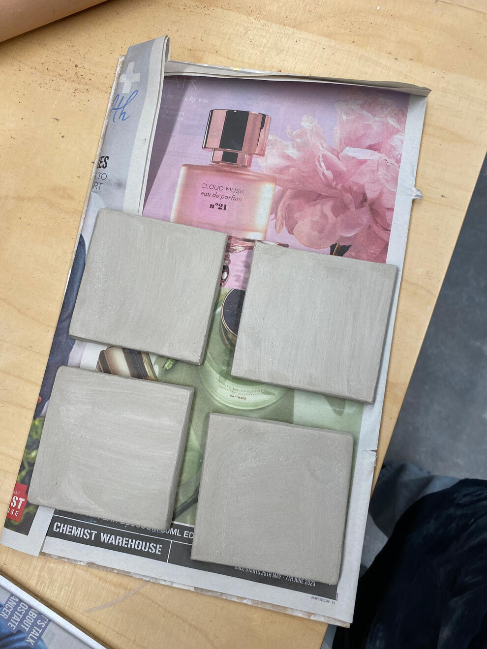 Plain tiles to paint and experiment with glazes